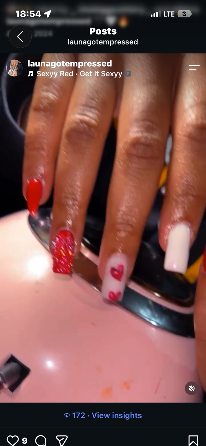 Cherry on top — Glossy dark tips with sweet cherry accents.